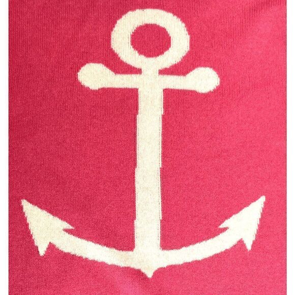 Cortland Park 100% Cashmere Anchor Sweater Size XS Crew Neck Barbiecore - Picture 4 of 11